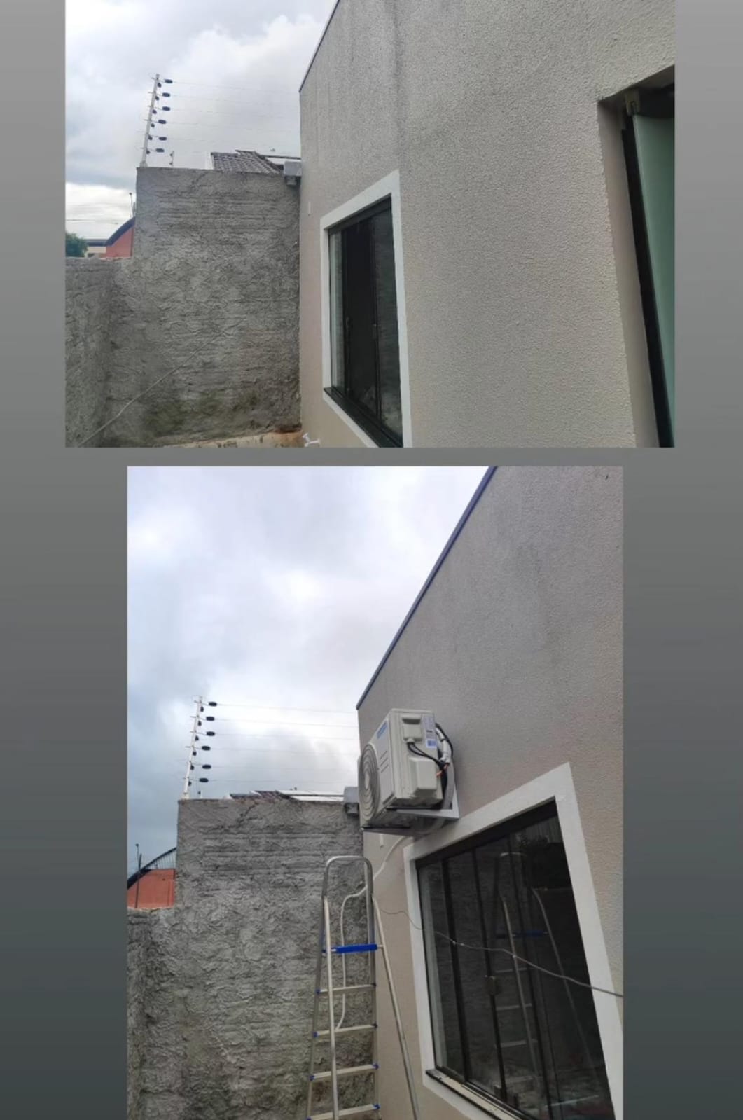 Preparação para instalação de ar-condicionado na parede externa