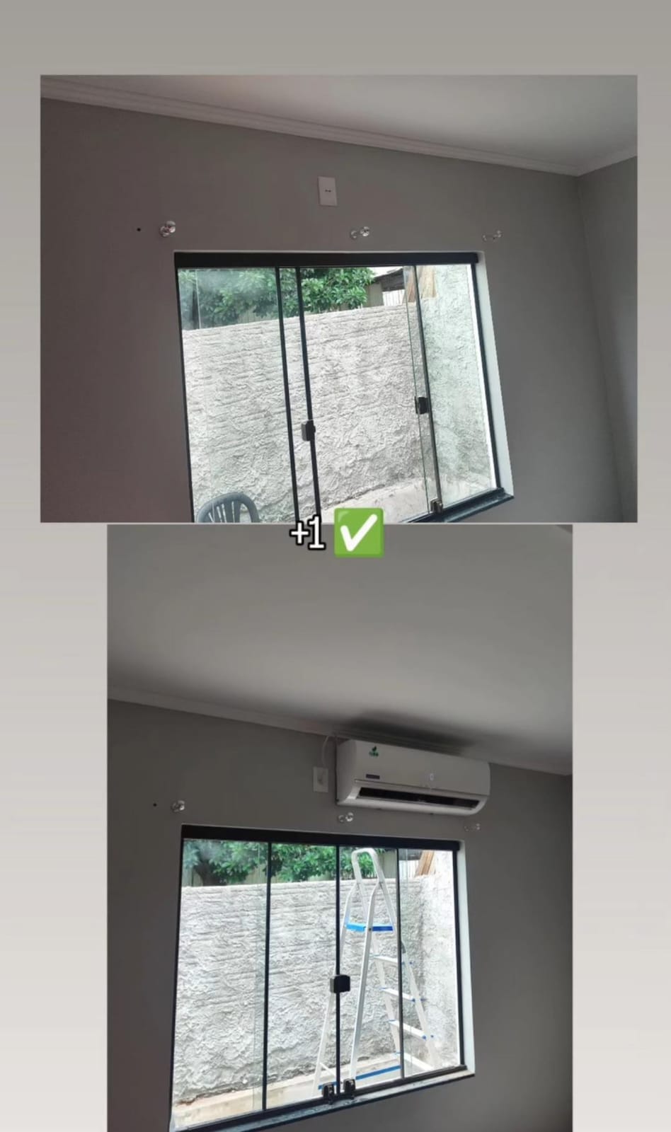 Ar-condicionado instalado e funcionando dentro do quarto